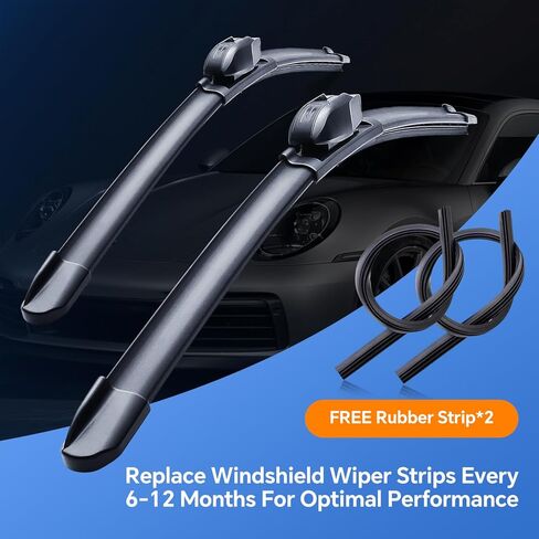 Windshield Wipers Blades,OEM-Quality Premium For All-Weather Performance, Rubber Squeegee for Smooth Clean Wipe & Quiet Operation - 2 Pack Value (26"+16"(Pair for Front Windshield)) in Saudi Arabia