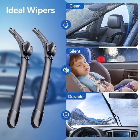 Windshield Wipers Blades,OEM-Quality Premium For All-Weather Performance, Rubber Squeegee for Smooth Clean Wipe & Quiet Operation - 2 Pack Value (26"+16"(Pair for Front Windshield)) in Saudi Arabia