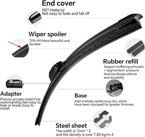 Windshield Wipers Blades,OEM-Quality Premium For All-Weather Performance, Rubber Squeegee for Smooth Clean Wipe & Quiet Operation - 2 Pack Value (26"+16"(Pair for Front Windshield)) in Saudi Arabia