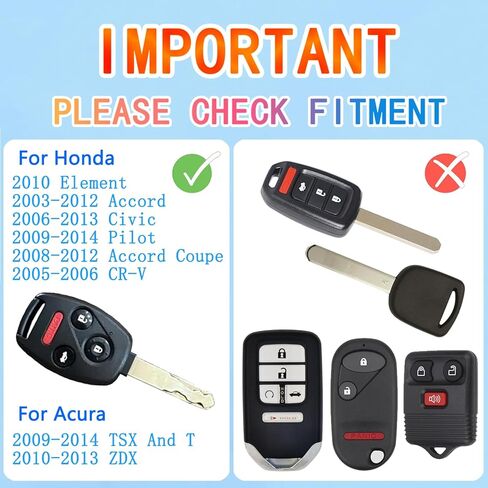 غطاء غطاء مفتاح فوب عالي التحمل متوافق مع Honda Accord 2003-2012، Civic EX 2006-2013، Pilot 2009-2015، CR-V 2005-2006، 4 أزرار، فتاحة زجاجات مدمجة من الفولاذ المقاوم للصدأ 304 in Saudi Arabia
