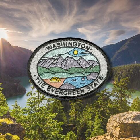 Camp Evergreen Washington State - Washington - Travel Patch Embroidered Patches for Clothes, Strong Adhesive Sticker Applique Embroidery Patches for Clothing, Fabric, Backpack, Hat, DIY in Saudi Arabia
