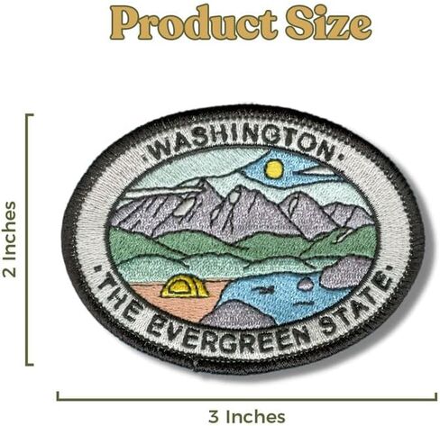 Camp Evergreen Washington State - Washington - Travel Patch Embroidered Patches for Clothes, Strong Adhesive Sticker Applique Embroidery Patches for Clothing, Fabric, Backpack, Hat, DIY in Saudi Arabia