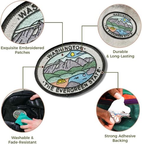 Camp Evergreen Washington State - Washington - Travel Patch Embroidered Patches for Clothes, Strong Adhesive Sticker Applique Embroidery Patches for Clothing, Fabric, Backpack, Hat, DIY in Saudi Arabia