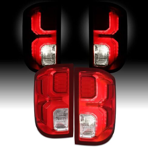AKKON - مناسب لـ 14-18 تشيفي سيلفرادو 1500 | 15-19 2500 3500HD [ترقية المتوهجة] OE نمط LED أضواء خلفية مصباح الفرامل الخلفية أحمر/واضح عدسة الجمعية زوج/مجموعة in Saudi Arabia