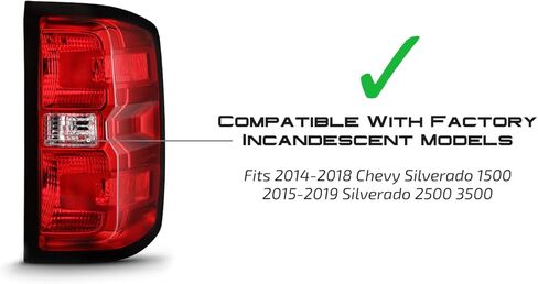 AKKON - مناسب لـ 14-18 تشيفي سيلفرادو 1500 | 15-19 2500 3500HD [ترقية المتوهجة] OE نمط LED أضواء خلفية مصباح الفرامل الخلفية أحمر/واضح عدسة الجمعية زوج/مجموعة in Saudi Arabia