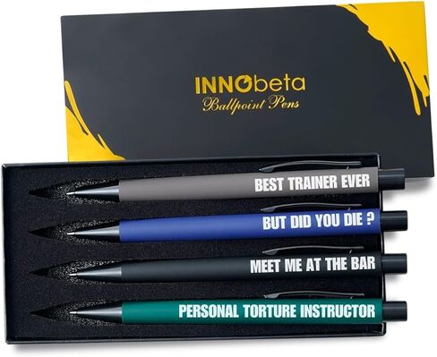 مجموعة أقلام حبر جاف من InnoBeta للمدرب الشخصي مكونة من 4 قطع، هدايا مضحكة لأعياد الميلاد والكريسماس in Kuwait