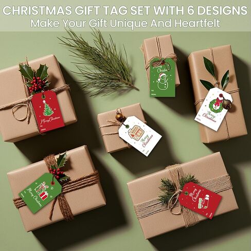 Cute Christmas Gift Tags with String - 48 Quality Paper Labels for Personalizing Your Holiday Gifts - Festive Christmas Name Tags for Presents - Decorations for Xmas - White in Saudi Arabia
