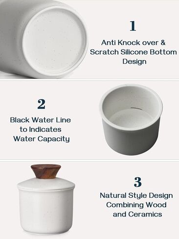 وعاء حفظ زبدة البورسلين من DOWAN، طبق زبدة فرنسية مع غطاء، طبق زبدة البقرة، لا مزيد من الزبدة الصلبة، أبيض in Kuwait