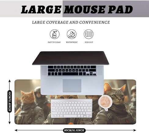 Futuristic Neon Mouse Pad Gas Mask Eating Ramen Noodles Large Desk Mat with Stitched Edges,Non-Slip Waterproof Rubber Base Mouse Mat 31.5 x 11.8 Mouse Pads for Desk Home Office Gaming in Saudi Arabia