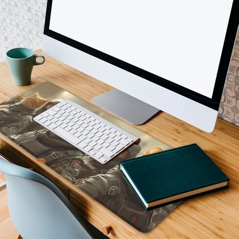 Futuristic Neon Mouse Pad Gas Mask Eating Ramen Noodles Large Desk Mat with Stitched Edges,Non-Slip Waterproof Rubber Base Mouse Mat 31.5 x 11.8 Mouse Pads for Desk Home Office Gaming in Saudi Arabia