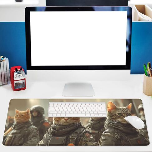 Futuristic Neon Mouse Pad Gas Mask Eating Ramen Noodles Large Desk Mat with Stitched Edges,Non-Slip Waterproof Rubber Base Mouse Mat 31.5 x 11.8 Mouse Pads for Desk Home Office Gaming in Saudi Arabia