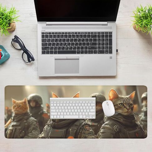 Futuristic Neon Mouse Pad Gas Mask Eating Ramen Noodles Large Desk Mat with Stitched Edges,Non-Slip Waterproof Rubber Base Mouse Mat 31.5 x 11.8 Mouse Pads for Desk Home Office Gaming in Saudi Arabia