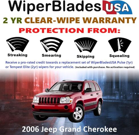 مجموعة شفرات ممسحة Beam مع ضمان لمدة عامين متوافقة مع Jeep Wagoneer 2022 (مجموعة من 3) مع ممسحة خلفية Tempest Elite Wipers in Kuwait