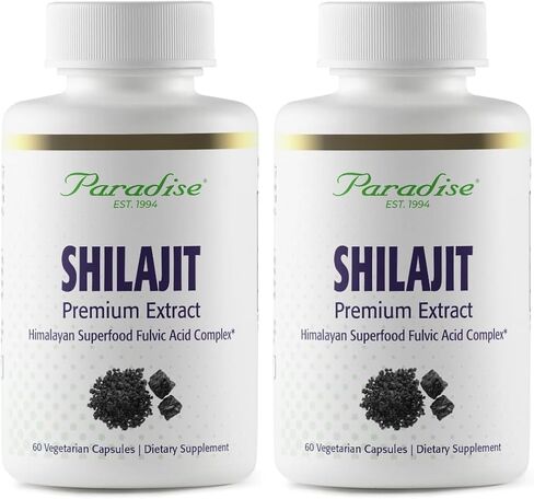 Paradise Herbs Shilajit Extract, Whole Active Plant Extract, Vegan, Non GMO, Gluten Free, Keto, 60 Count Vegetarian Capsules in Kuwait