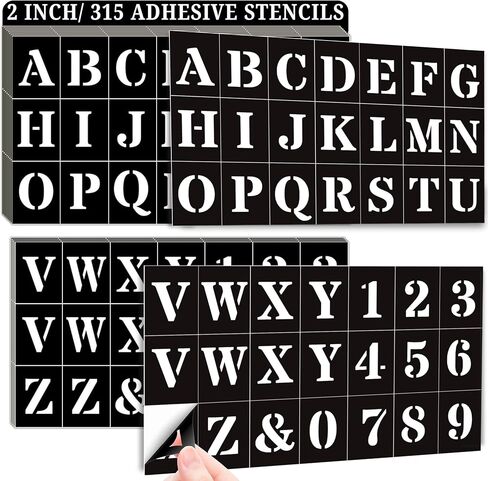 2 Inch Adhesive Number and Letter Stencils for Painting, 315 Peel and Stick Painting Stencils Vinyl for DIY Crafts on Wall, Glass, Fabric, Wood & Mailbox (StarStik) in Saudi Arabia