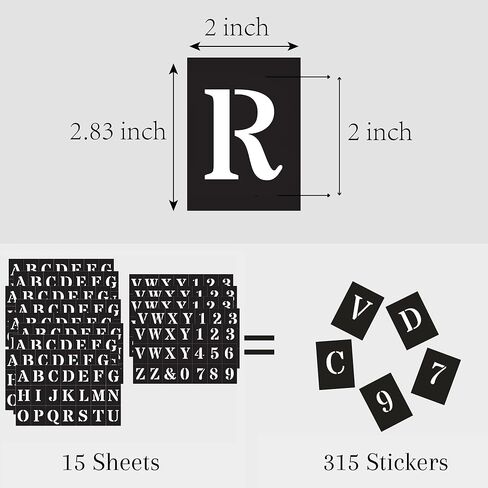 2 Inch Adhesive Number and Letter Stencils for Painting, 315 Peel and Stick Painting Stencils Vinyl for DIY Crafts on Wall, Glass, Fabric, Wood & Mailbox (StarStik) in Saudi Arabia