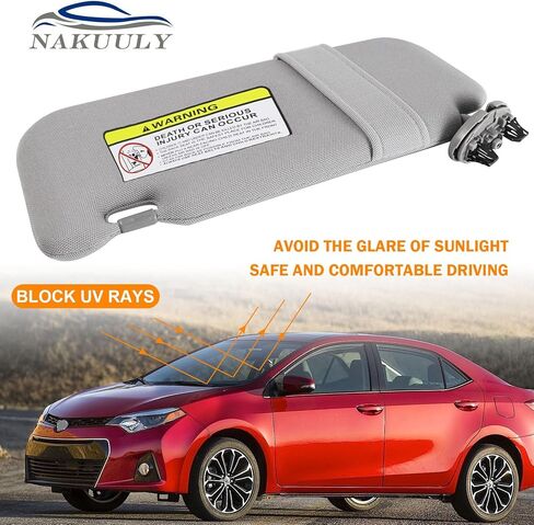 قناع الشمس من جانب الركاب الأيمن من Nakuuly باللون الرمادي متوافق مع Toyota Corolla 2007 2008 2009 2010 2011 2012 2013 حاجب الشمس مع مرآة يستبدل # 74310-12L80-B0 in Saudi Arabia
