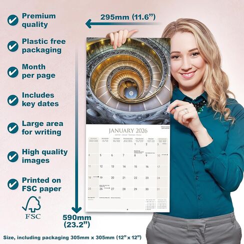 Rome Calendar 2026 | 12 Month Wall Calendar | Avonside Publishing | Plastic Free Packaging in Saudi Arabia