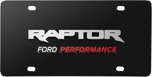 iPick Image for Ford Performance F-150 Raptor 3D Logo on Black Stainless Steel License Plate - Official Licensed in Saudi Arabia