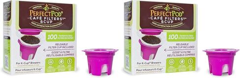 Perfect Pod Cafe Filters & Cup Reusable Coffee Pod Starter Pack - Compatible with Keurig and Select Single Cup Coffee Machines in Saudi Arabia
