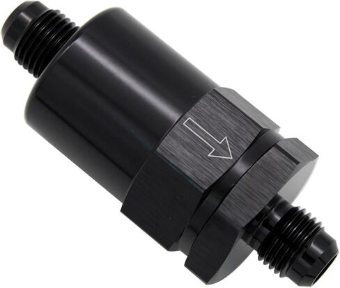 6AN Billet Inline Fuel Filter Aluminum with 30 Micron Spring Bronze Insert Element, Black in Saudi Arabia