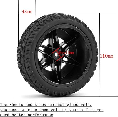 1/10 Short Course Truck Climbing Tires and Wheels Type Diameter110mm (2),With Insert Hex 12mm For HSP HPI Slash Arrma Senton HuanQi Vkar Kyosho Losi 10SC Kingtair tamiya RC Model remote control Cars in Saudi Arabia