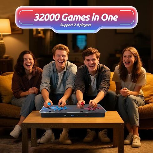 وحدة تحكم Pandora Box Arcade مع 32000 لعبة في 1، 1280x720 Full HD Retro Gaming Machine للتلفزيون والشاشة وجهاز العرض، ألعاب ثلاثية الأبعاد تدعم 1-4 لاعبين، وظائف البحث/الحفظ/الإخفاء/الإيقاف المؤقت in Saudi Arabia