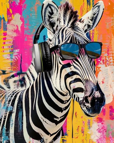 Cute Zebra Paint by Numbers Kit for Adults, Modern Aesthetic Paint by Number on Canvas, Abstract Art Digital Oil Painting Kits Suitable for Home Wall Decoration Gift 20" x 16" in Saudi Arabia