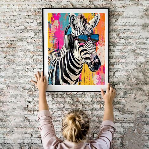 Cute Zebra Paint by Numbers Kit for Adults, Modern Aesthetic Paint by Number on Canvas, Abstract Art Digital Oil Painting Kits Suitable for Home Wall Decoration Gift 20" x 16" in Saudi Arabia