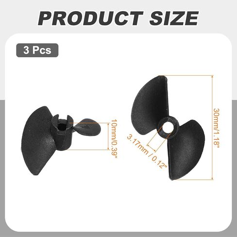 MECCANIXITY 3pcs RC قارب المروحة، 2 شفرات مراوح 3.17mm ثقب ضياء 30mm OD 40mm الملعب CW في اتجاه عقارب الساعة الدورية الحفر المروحة لقارب RC، DIY نموذج السفينة، أسود in Saudi Arabia