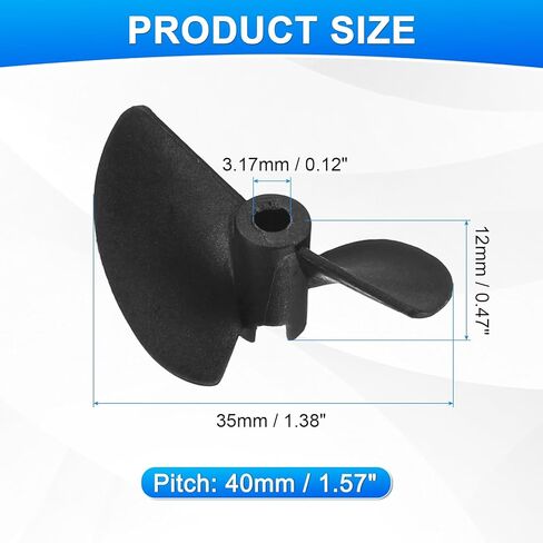MECCANIXITY 3pcs RC قارب المروحة، 2 شفرات مراوح 3.17mm ثقب ضياء 30mm OD 40mm الملعب CW في اتجاه عقارب الساعة الدورية الحفر المروحة لقارب RC، DIY نموذج السفينة، أسود in Saudi Arabia