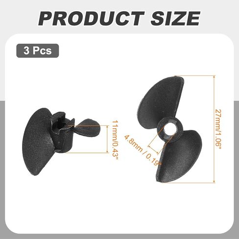 MECCANIXITY 3pcs RC قارب المروحة، 2 شفرات مراوح 3.17mm ثقب ضياء 30mm OD 40mm الملعب CW في اتجاه عقارب الساعة الدورية الحفر المروحة لقارب RC، DIY نموذج السفينة، أسود in Saudi Arabia