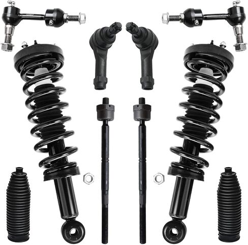 محور ديترويت - طقم دعامات أمامية 2WD 10 قطع لسيارة Ford 2004-2005 F-150، دعامتان مع زنبرك ملفوف، 4 قضبان ربط، 2 قضبان تأرجح، 2 حذاء ومنفاخ، نظام تعليق بديل، تركيب سريع، دعامات جاهزة للصدمات in Saudi Arabia