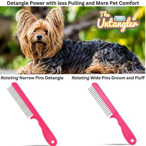 Super-Groom Combs with Smooth Rotating Teeth for Painless Mat Removal (Black, 30 Fine-Spaced Teeth) in Saudi Arabia