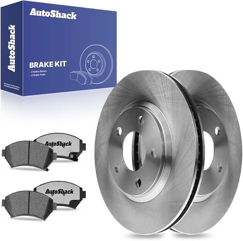 AutoShack 11.93 بوصة (303 مم) دوارات الفرامل الأمامية ذات التهوية + استبدال وسادات الفرامل السيراميكية لـ 1997-2005 كاديلاك ديفيل 1997-2004 بويك بارك أفينيو 2000-2005 شيفروليه إمبالا طقم فرامل 6 قطع in Kuwait