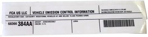 موبار 68366384AA ملصق للتحكم في انبعاثات المركبات في in Saudi Arabia