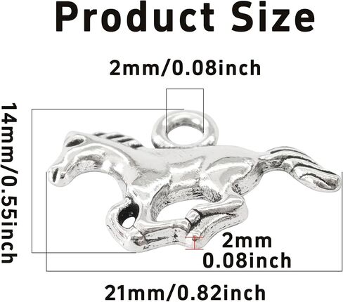 pson 50pcs 21x14mm المعلقات سحر الحصان، سبيكة تشغيل الحصان المعلقات سحر الحيوان لصنع المجوهرات DIY، سوار، قلادة، والاكسسوارات الحرفية in Kuwait