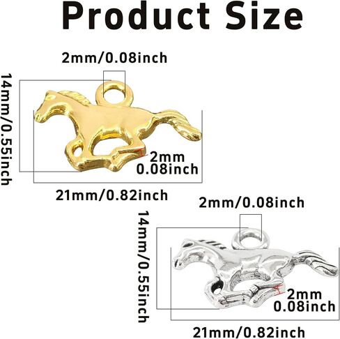 pson 50pcs 21x14mm المعلقات سحر الحصان، سبيكة تشغيل الحصان المعلقات سحر الحيوان لصنع المجوهرات DIY، سوار، قلادة، والاكسسوارات الحرفية in Kuwait