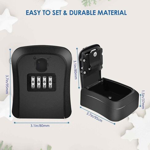 2 Pack Key Lock Box, 4 Digits Combination Lockbox Wall Mount Outside, Waterproof Outdoor Key Hider for House Key Storage, Resettable Code Safe Security Password Boxes with Mounting Kit-Black in Saudi Arabia
