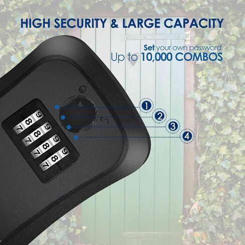 2 Pack Key Lock Box, 4 Digits Combination Lockbox Wall Mount Outside, Waterproof Outdoor Key Hider for House Key Storage, Resettable Code Safe Security Password Boxes with Mounting Kit-Black in Saudi Arabia