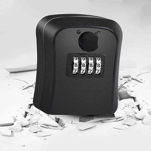 2 Pack Key Lock Box, 4 Digits Combination Lockbox Wall Mount Outside, Waterproof Outdoor Key Hider for House Key Storage, Resettable Code Safe Security Password Boxes with Mounting Kit-Black in Saudi Arabia