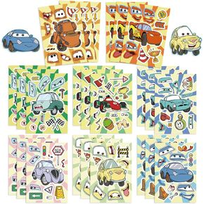 24 Sheets Cute Cars Stickers for Kids Make Your Own Cartoon Sticker Make a Face Disney Stickers for Teens Girls Boys, Classroom Rewards Movies Themed Art Craft Party Supplies (Cars) (Car) in Kuwait