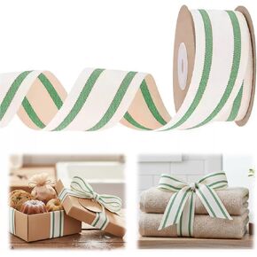 1.5 Inch × 10 Yard Christmas Green Natural Cotton Ribbon for Crafting Sewing, Herringbone Twill Tape Ribbon Bows Accessories for Gift Wrapping Bow Making in Saudi Arabia