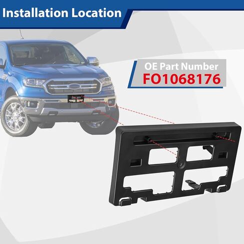 Front License Plate Bracket Frame Holder with Bolts Compatible with Ford Ranger 2019 2020 2021 2022 2023 KB3Z-17A385-A FO1068176 in Saudi Arabia