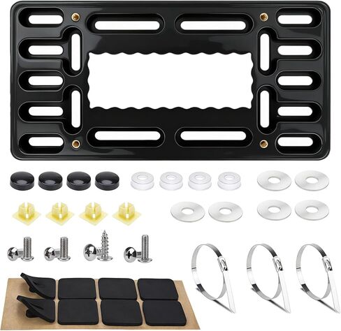 Front License Plate Bracket, No Drill Front Bumper Bracket Include All Hardware, Universal Car Frame Mount, Durable License Plate Holders for Truck Car SUVs Bumper Grille, Black in Saudi Arabia