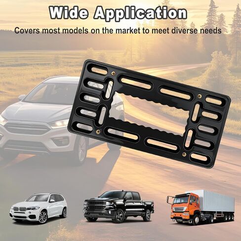 Front License Plate Bracket, No Drill Front Bumper Bracket Include All Hardware, Universal Car Frame Mount, Durable License Plate Holders for Truck Car SUVs Bumper Grille, Black in Saudi Arabia
