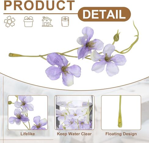 uxcell 24Pcs Floating Flowers for Centerpieces, Purple White Pea Flower Silk Faux Flower Heads for Floating Candles Vases Filler Party Home Table Wedding Centerpieces Decoration in Saudi Arabia