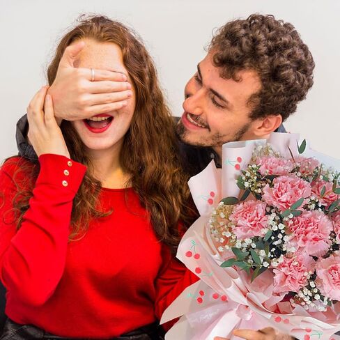20 ورقة من ورق تغليف الباقة، 22.4 بوصة نمط الكرز الوردي زهرة تغليف الزهور الوردية لمجموعة الباقات، زخارف مقاومة للماء مع شريط للحرف اليدوية وحفلات الزفاف وأعياد الميلاد in Kuwait