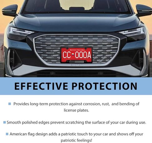 قطعتان من إطارات لوحة ترخيص السيارة، أغطية لوحة ترخيص وطنية من سبائك الألومنيوم بالعلم الأمريكي، حامل لوحة ترخيص عالمي مقاوم للصدأ بعلم الولايات المتحدة لعلامات السيارة الأمامية والخلفية (أسود) in Kuwait