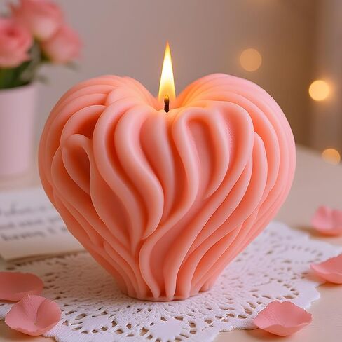Heart Candle Molds Love Heart Silicone Candle Mold Valentine's Day Resin Casting Mold for Candle Home Decorate Mold Candle Making Aromatherapy Gypsum Candles Clay Craft in Saudi Arabia
